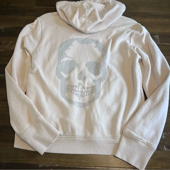Zadig & Voltaire Comfy Skull Strass Zip Up Sweater Hoodie Bling Stud Rhinestone - Picture 1 of 13